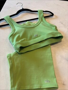 ALO Yoga Ribbed Mint Green Tank Top